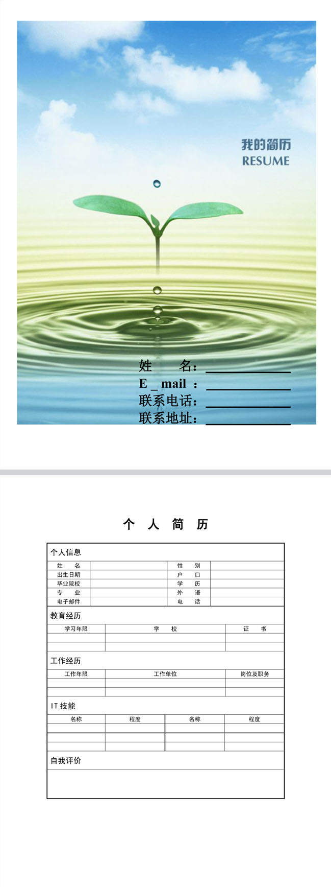 應屆生免費個人履歷表模板